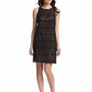 Ann Taylor Loft Black Sleeveless Shift Lace Crochet Dress Women's Size 14